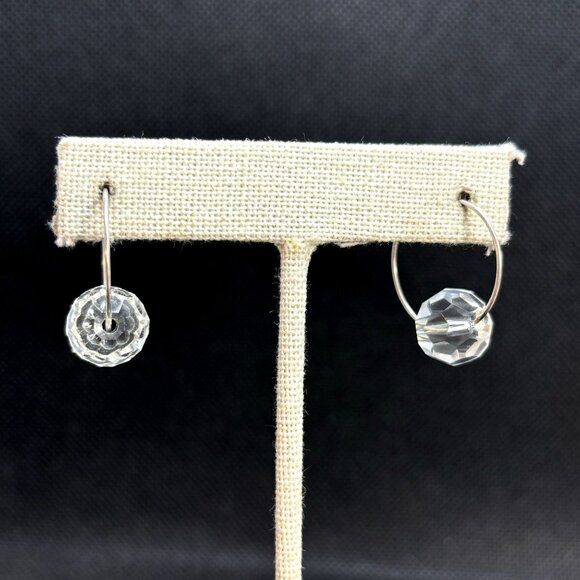 Jewelry - Sterling SIlver 925 Crystal Circle Earrings Hinged Posts Size 0.75'' Diameter